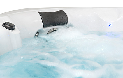 Clarity Spas hot tub stress relief neck and shoulder jets in action